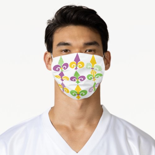 Mardi Gras Fleur de Lis Adult Cloth Face Mask