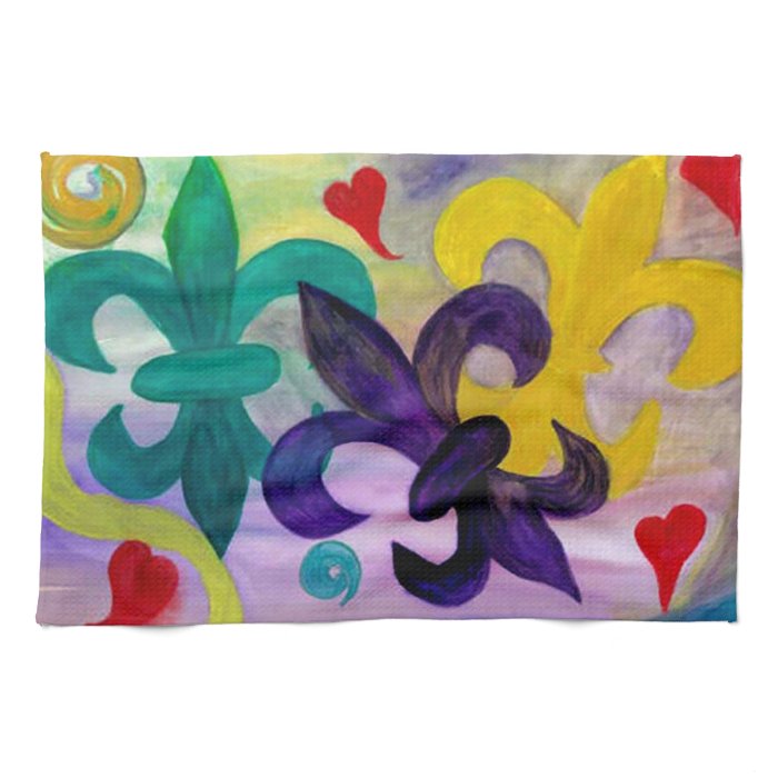 Mardi Gras fleur de lis art kitchen towel