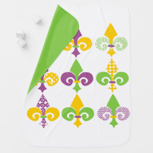 Mardi Gras Fleur de Lis Baby Blanket