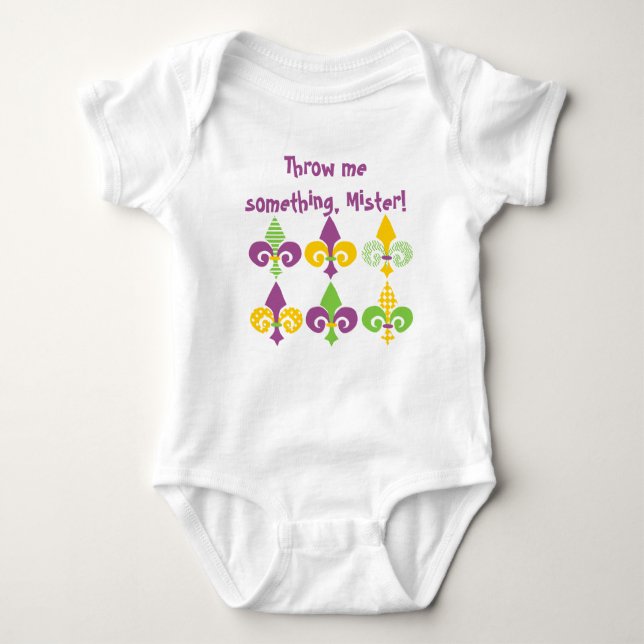 Mardi Gras Fleur de Lis Baby Bodysuit (Front)