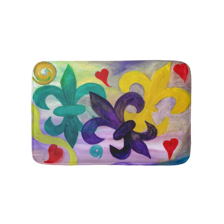 Mardi Gras fleur de lis bath or kitchen floor mat | Zazzle