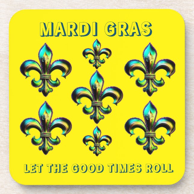 Mardi Gras Fleur De Lis Beverage Coaster (Front)