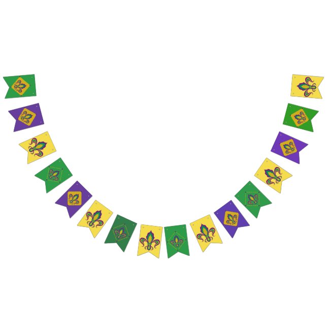 Mardi Gras Fleur De Lis Bunting Flags (All)