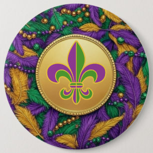 Mardi Gras Fleur de lis Button