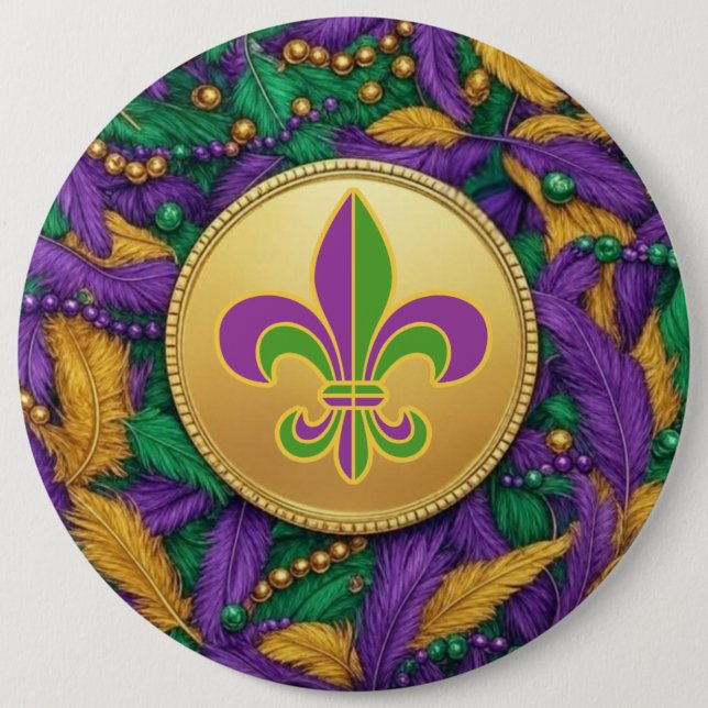 Mardi Gras Fleur de lis Button (Front)