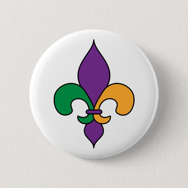 Mardi Gras Fleur de Lis Button (Front)
