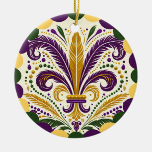 Mardi Gras Fleur de Lis Ceramic Ornament