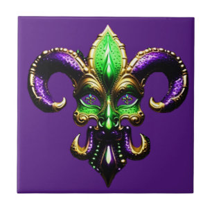 Mardi Gras Fleur De Lis Ceramic Tile