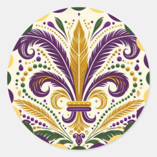 Mardi Gras fleur-de-lis Classic Round Sticker