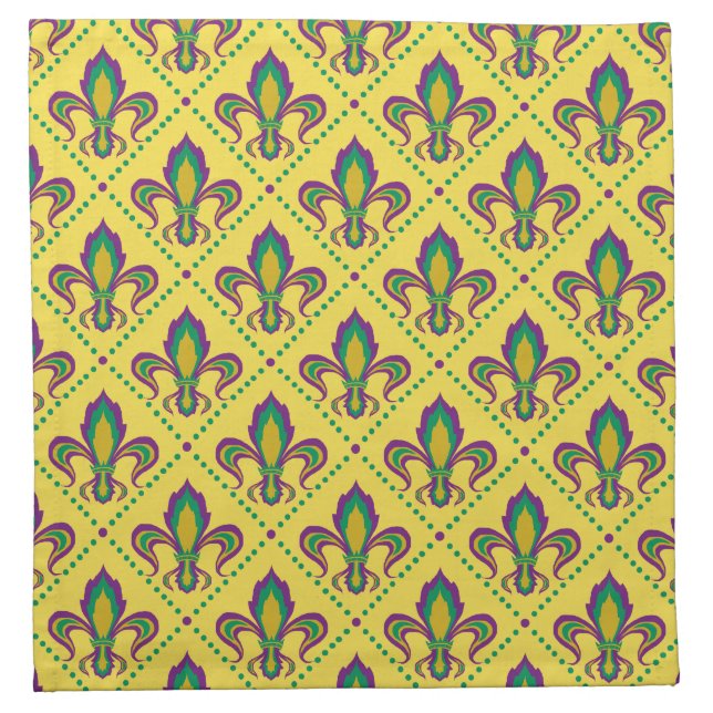 Mardi Gras Fleur De Lis Cloth Napkin (Front)