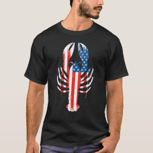 Mardi Gras Fleur De Lis Crawfish American Flag T-Shirt