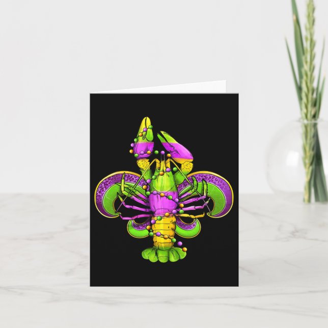 Mardi Gras Fleur De Lis Crawfish Leopard Costume  Card (Front)
