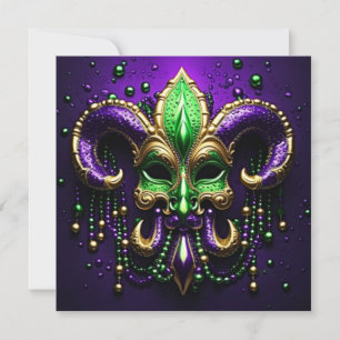 Mardi Gras Fleur De Lis Design Invitation