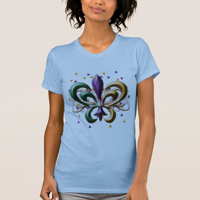 Mardi Gras Fleur de Lis Design T-Shirt (Front)