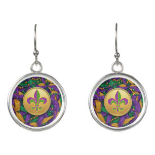 Mardi Gras Fleur de lis Earrings