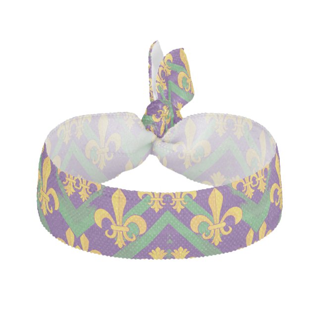 Mardi Gras fleur de lis Elastic Hair Tie (Front)