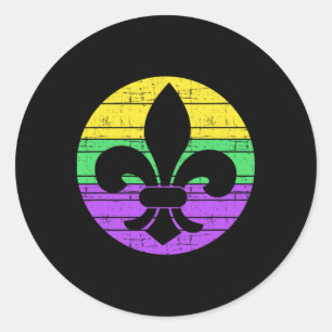Mardi Gras Fleur De Lis For Carnival Celebration  Classic Round Sticker