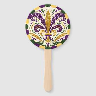 Mardi Gras fleur-de-lis  Hand Fan