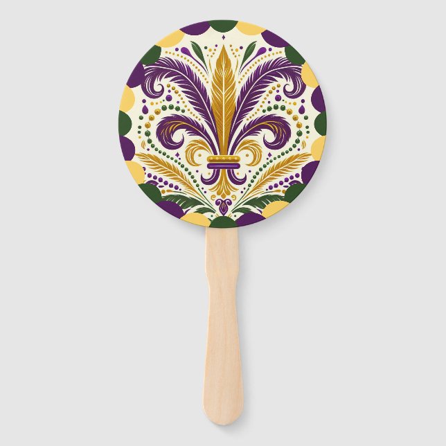 Mardi Gras fleur-de-lis  Hand Fan (Front)