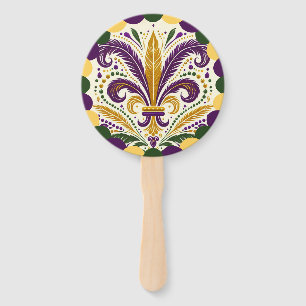 Mardi Gras fleur-de-lis Hand Fan
