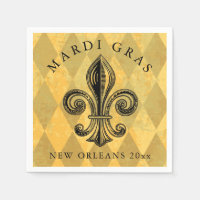Mardi Gras Fleur-de-lis Harlequin Add Year