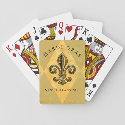 Mardi Gras Fleur_de_lis Harlequin Add Year Playing Cards