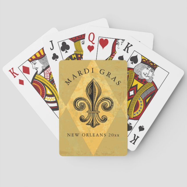 Mardi Gras Fleur-de-lis Harlequin Add Year Poker Cards (Back)