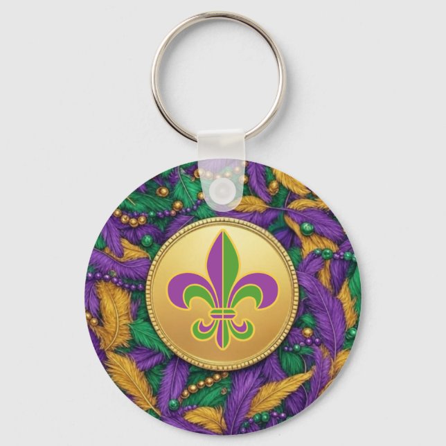 Mardi Gras Fleur de lis Keychain (Front)
