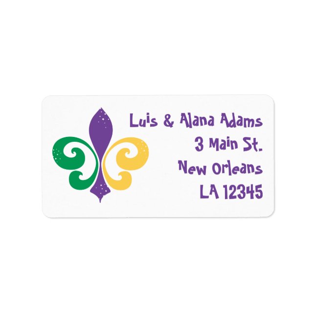 Mardi Gras Fleur De Lis Label (Front)