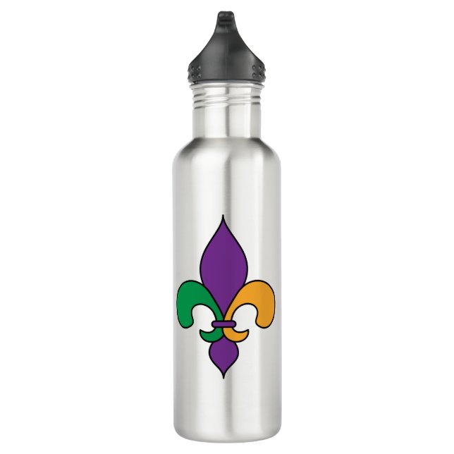 Mardi Gras Fleur de Lis Louisiana Stainless Steel Water Bottle (Right)