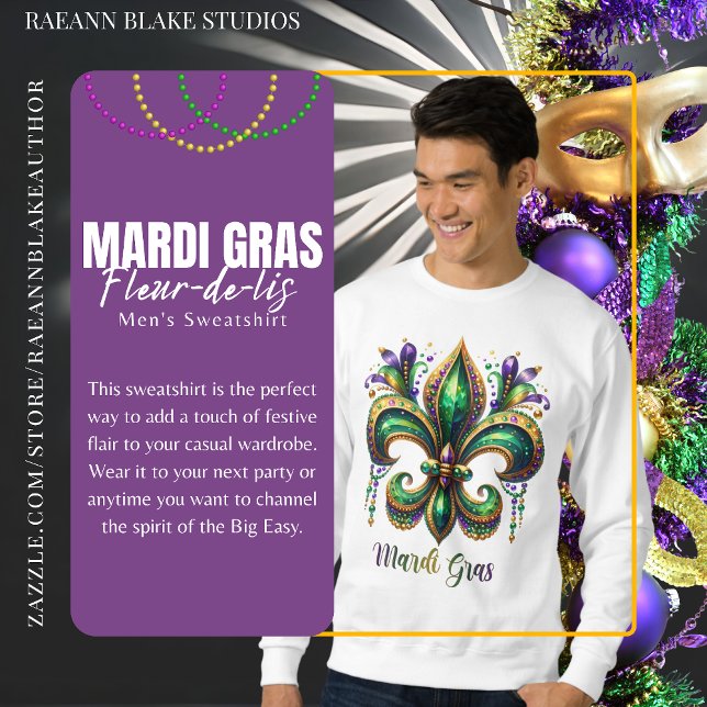 Mardi Gras Fleur-de-lis Men's Sweatshirt (Creator Uploaded)