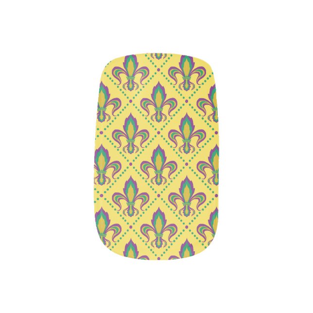 Mardi Gras Fleur De Lis Minx Nail Wraps (Left Thumb)