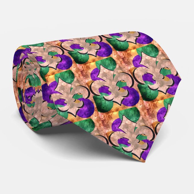 Mardi Gras | Fleur De Lis Neck Tie (Rolled)