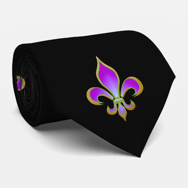 Mardi Gras Fleur De Lis Neck Tie (Rolled)