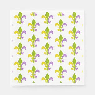 Mardi Gras Fleur de Lis on White Napkins
