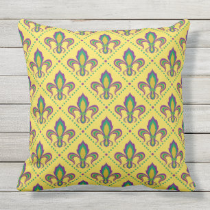 Mardi Gras Fleur De Lis Outdoor Pillow