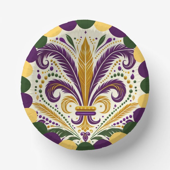 Mardi Gras fleur-de-lis  Paper Bowls (Front)
