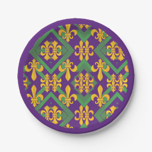 Mardi Gras Fleur de lis Paper Plates