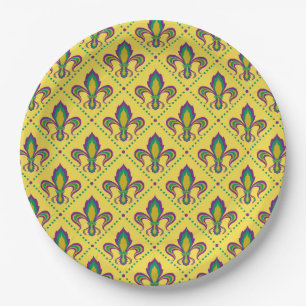 Mardi Gras Fleur De Lis Paper Plates