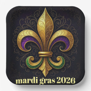Mardi Gras Fleur de Lis Party Paper Plates