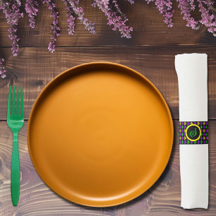 Mardi Gras Fleur de Lis Pattern Custom Monogram Napkin Bands