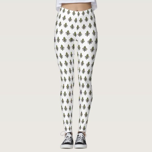 Mardi Gras Fleur_de_lis Pattern Leggings