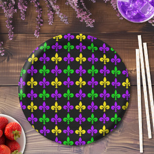 Mardi Gras Fleur de Lis Pattern Paper Plates