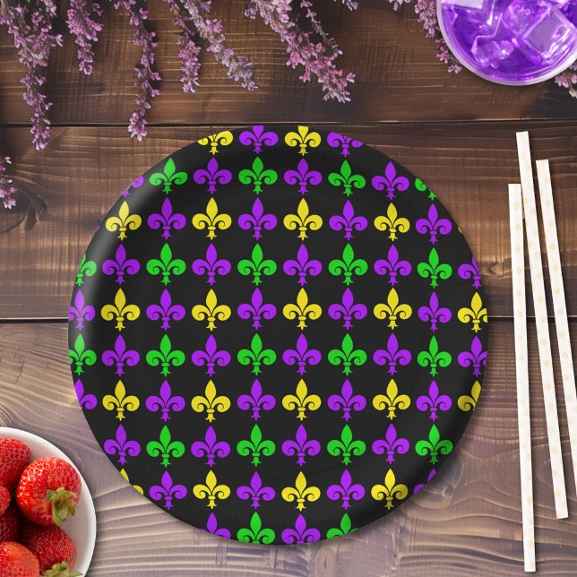 Mardi Gras Fleur de Lis Pattern Paper Plates (Creator Uploaded)
