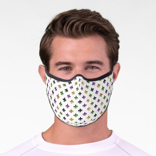 Mardi Gras Fleur de Lis Pattern Premium Face Mask