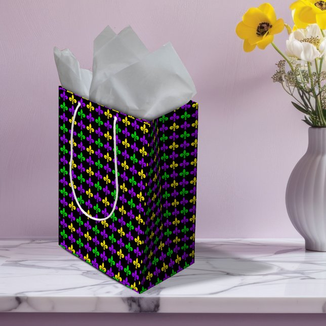 Mardi Gras Fleur de Lis Pattern  Tissue Paper Medium Gift Bag (Creator Uploaded)