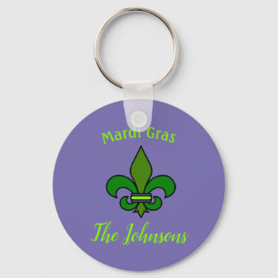 Mardi Gras Fleur de Lis Personalized Key Chain
