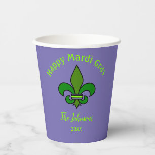 Mardi Gras Fleur de Lis Personalized Paper Cups