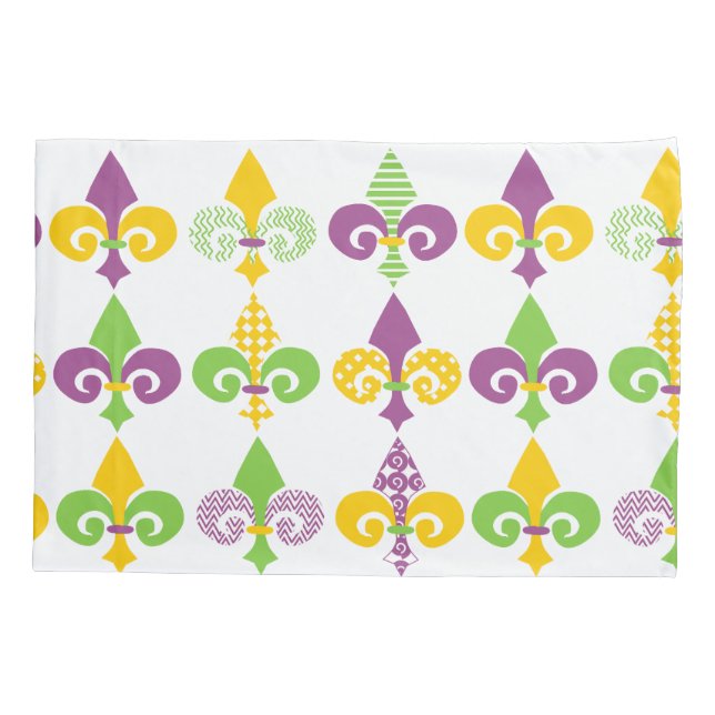 Mardi Gras Fleur de Lis Pillow Case (Back)
