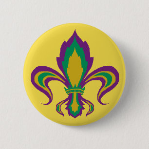 Mardi Gras Fleur De Lis Pinback Button